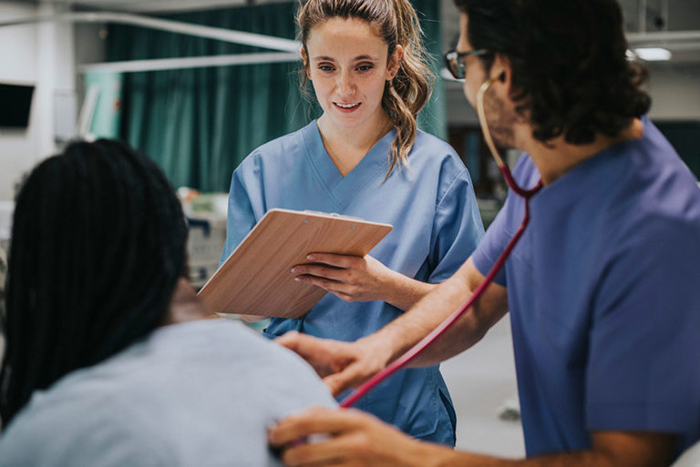 Doctor examining patient